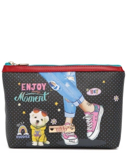 Nikky By Nicole Lee Large Cosmetic Pouch NK20344L ENJOY EVERY MOMENT